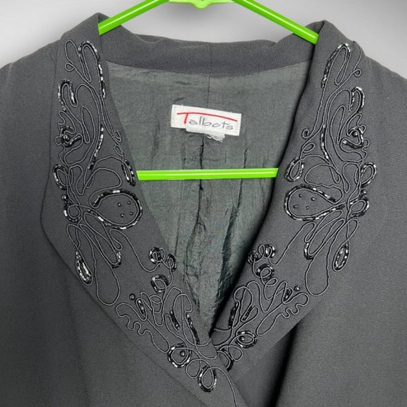 90s vintage Talbots black fitted women’s blazer w beaded trim sz L romantic goth - Picture 1 of 5